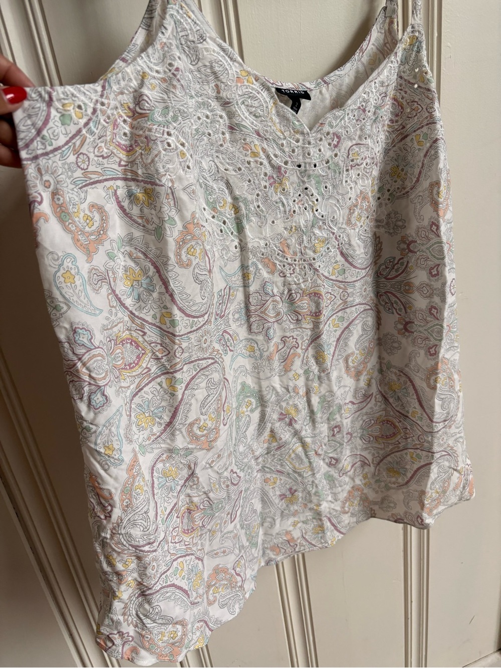torrid White Paisley Eyelet Camisole with Pastel Accents